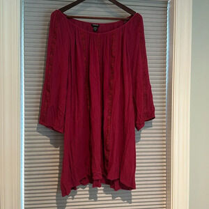 Torrid maroon blouse with lace 3/4 sleeve E-1